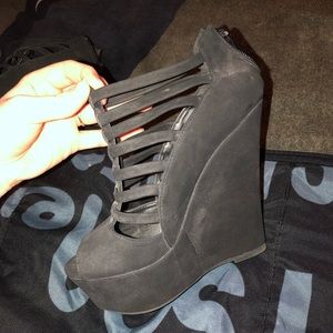Black strappy heels
